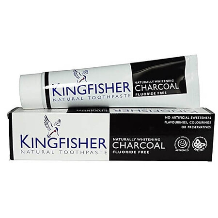Natürliche Zahnpasta mit Aktivkohle für eine natürliche Zahnaufhellung, 100 ml, Kingfisher