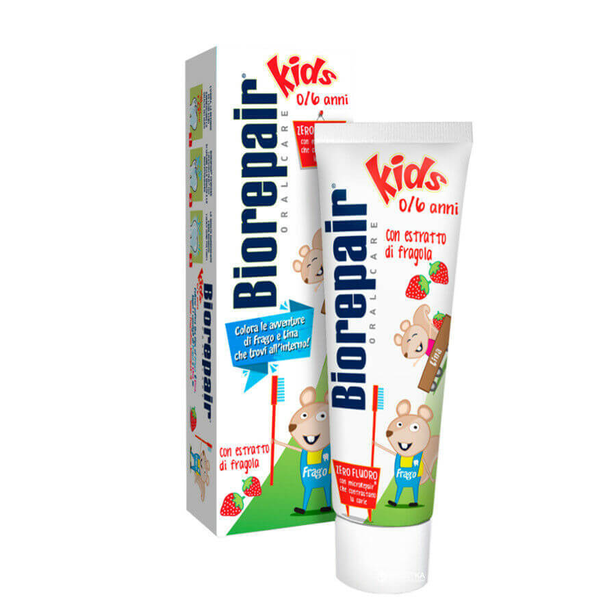 Biorepair Dentifricio Junior 0-6 anni con Estratto di Fragola, 50 ml