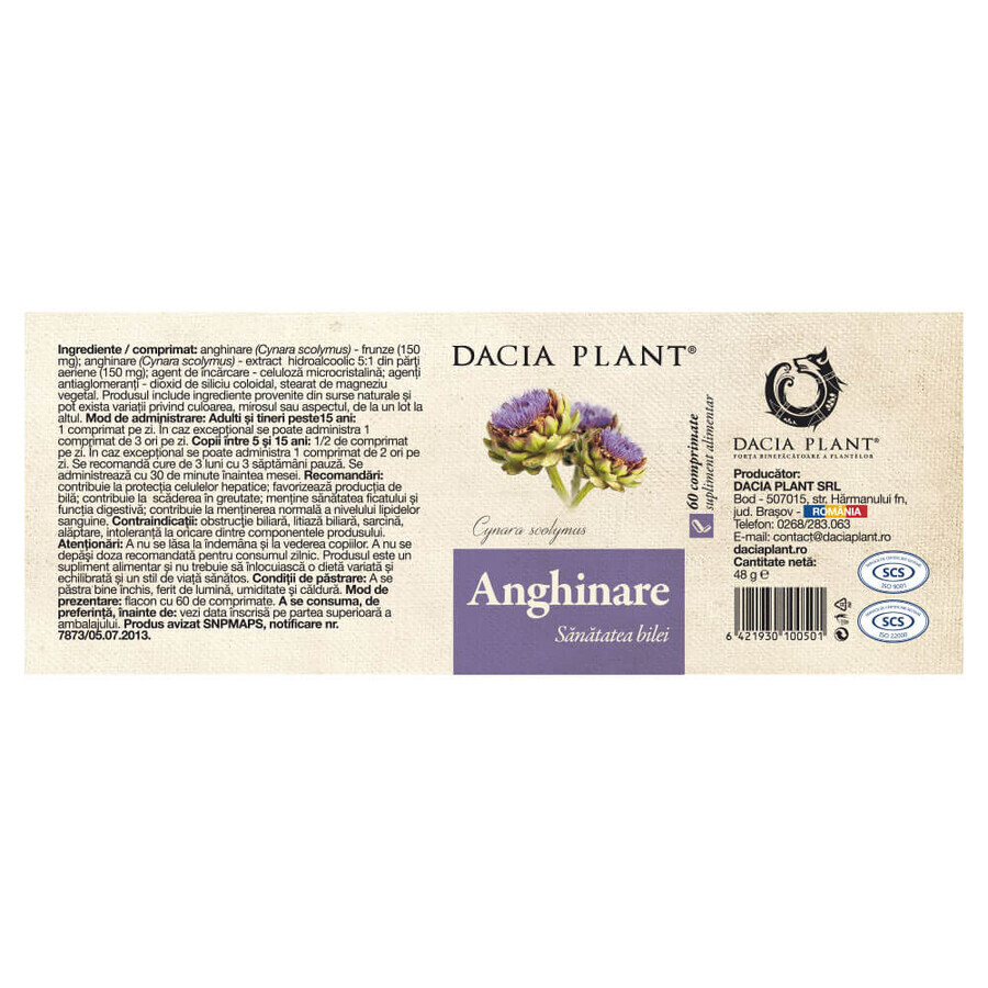 Artichoke, 60 tablets, Dacia Plant