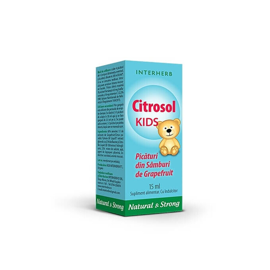 Gouttes de pépins de pamplemousse Citrosol Kids, 15 ml, Interherb
