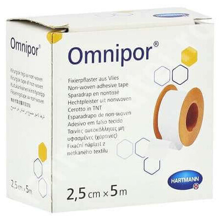 Omnipor patch hypoallergénique en papier (900437), 2.5cmx5m, 1 pièce,Hartmann