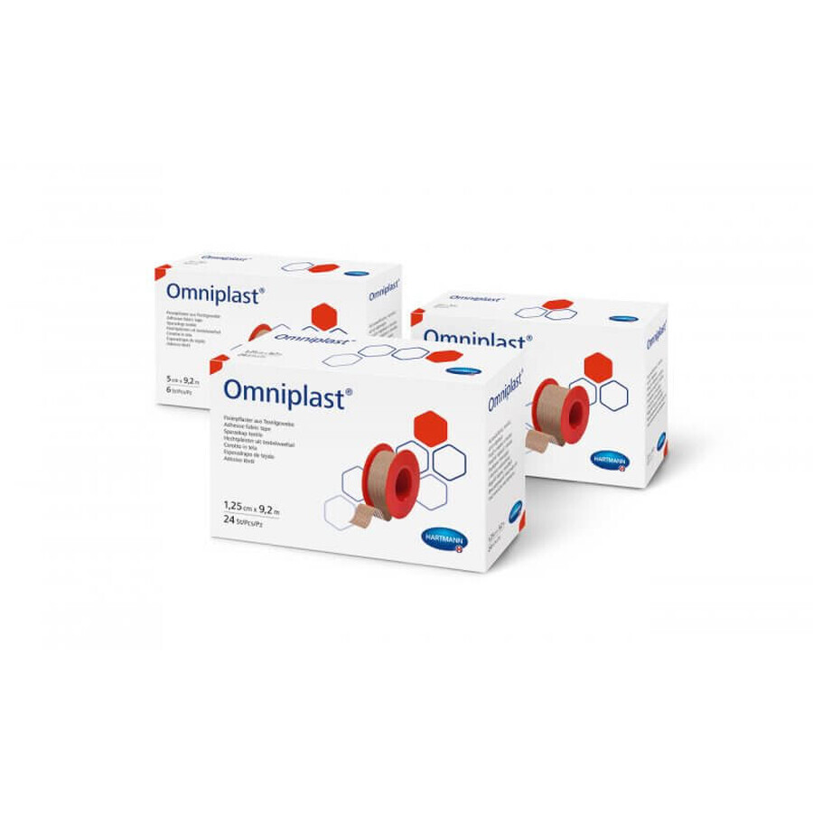 Omniplast hypoallergenes Gewebepflaster (900440), 1,25cm x 5m, einteilig, Hartmann