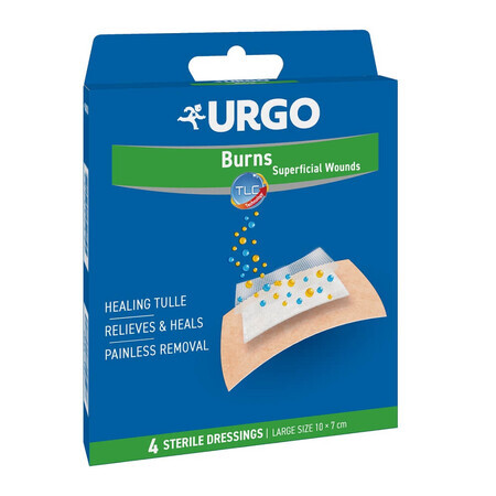 Grands patchs pour brûlures et plaies superficielles, 4 pièces, Urgo