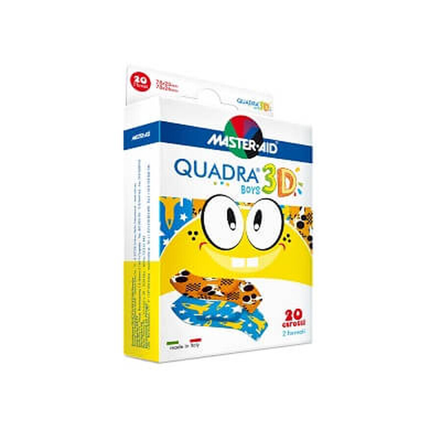 Quadra 3D Boys Master-Aid Baby Pflaster, 20 Stück, Pietrasanta Pharma