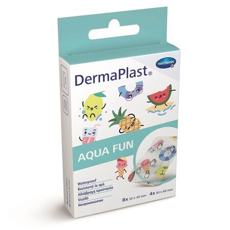 DermaPlast Kids Aqua fun patchs imperméables (535557), 12 pièces, Hartmann