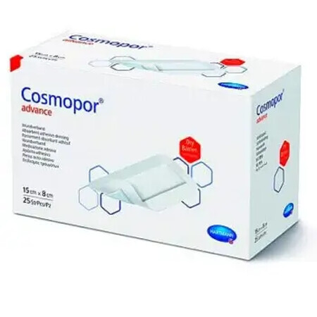 Compresses corporelles absorbantes stériles avec bords autocollants Cosmopor Advance (901014) , 15x8 cm, 25 pièces, Hartmann