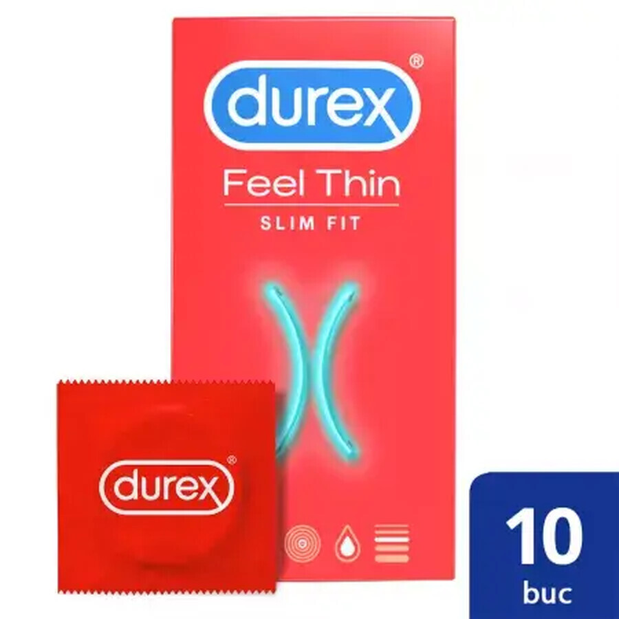 Préservatif Feel Thin Slim Fit, 10 pièces, Durex