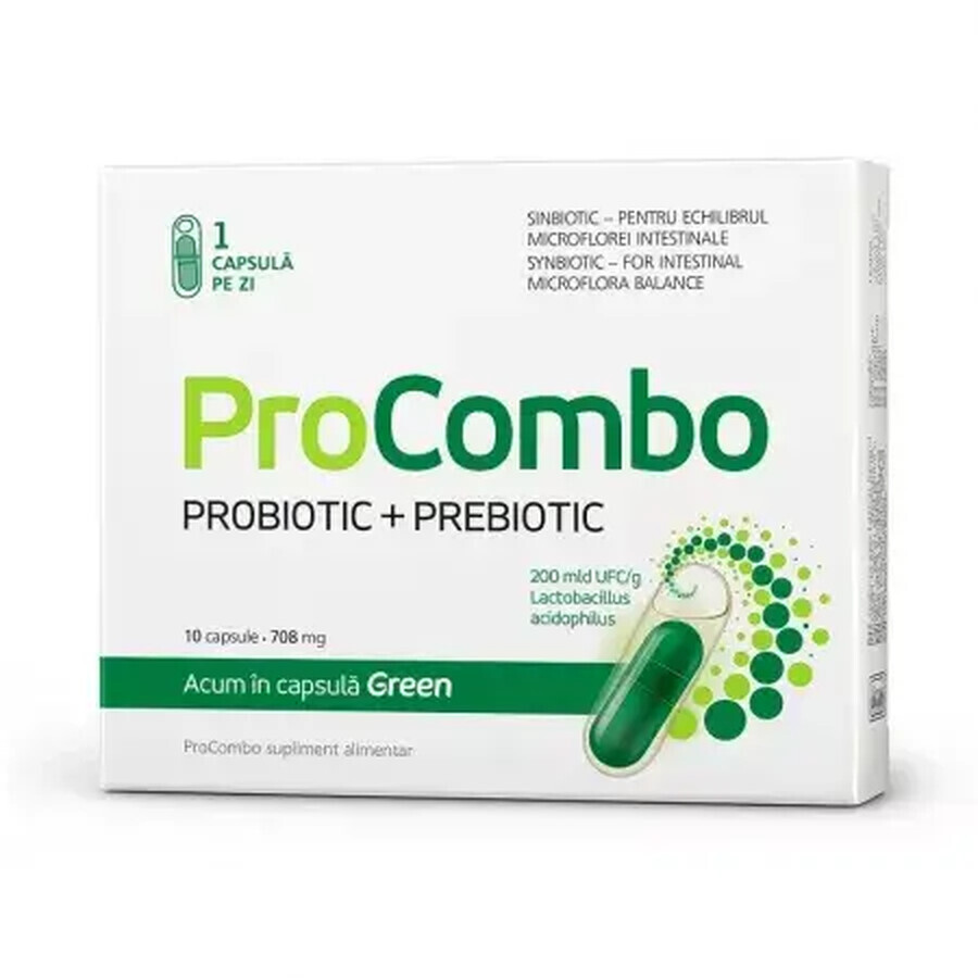 ProCombo Probiotique + Prébiotique pour la santé intestinale, 10 capsules, Vitaslim