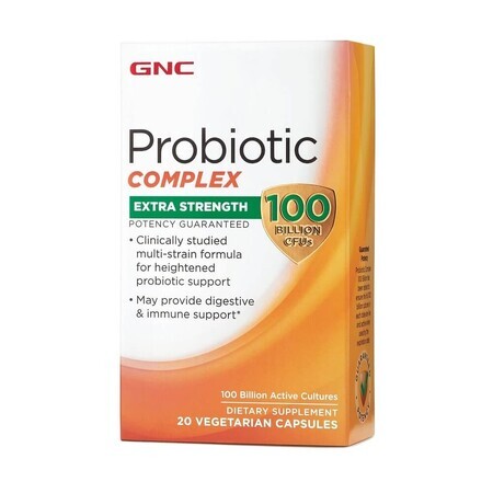 Probiotic Complex Extra Strength 100 miliardi di colture vive (424632), 20 capsule, GNC