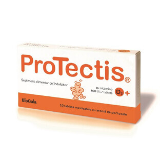 Protectis avec Vitamine D3 800IU goût orange, 10 comprimés, BioGaia