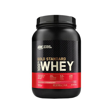Whey Protein Gold Standard Capsuni, 908 g, Optimum Nutrition