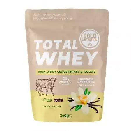 Total Whey Protein Powder Vanilla, 260 g, Gold Nutrition