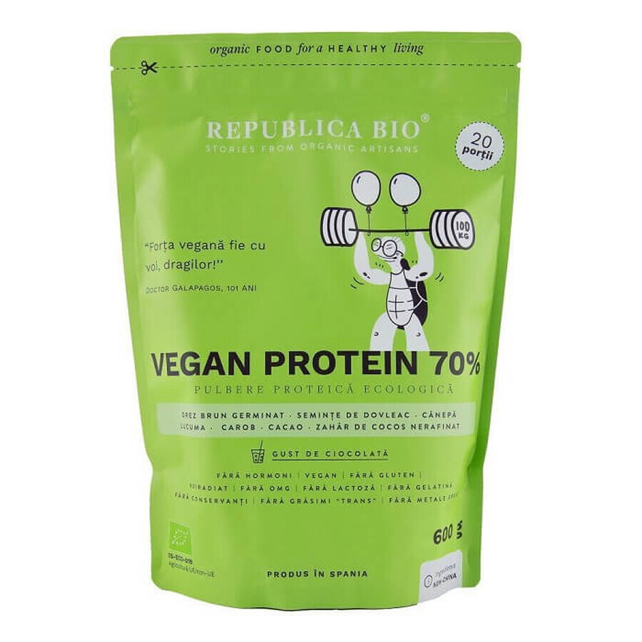 Veganes Protein-Schokoladenpulver, 600 g, Republica Bio