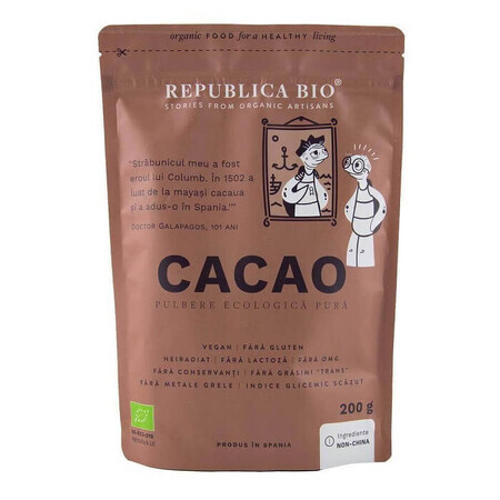 Poudre de cacao biologique pure, 200 g, Republica Bio