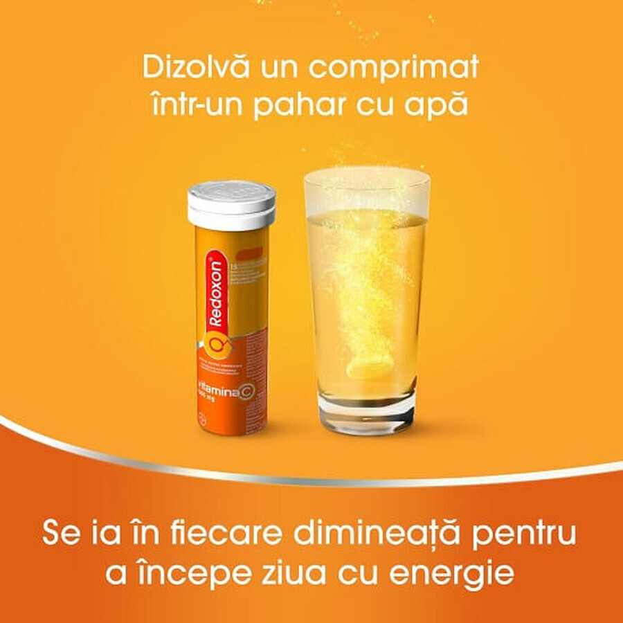 Redoxon 1000 mg de vitamine C avec arôme d'orange, 30 comprimés effervescents, Bayer