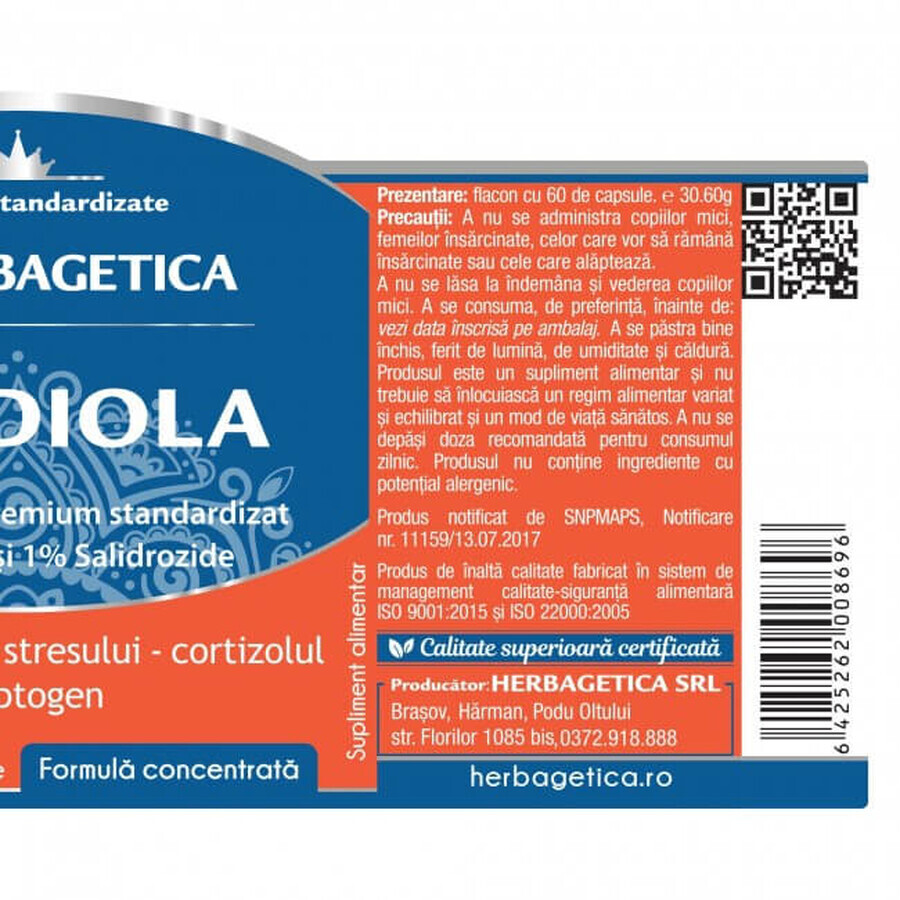 Rhodiola, 120 gélules, Herbagetica 