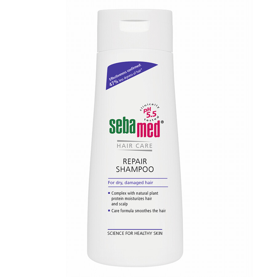 Shampooing dermatologique nourrissant et restructurant pour cheveux abîmés, 200 ml, sebamed
