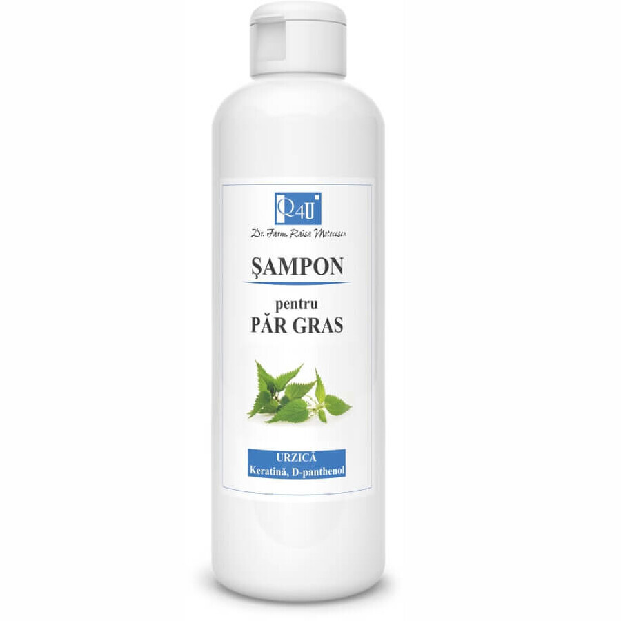 Shampooing pour cheveux gras à l'ortie Q4U, 200 ml, Tis Farmaceutic