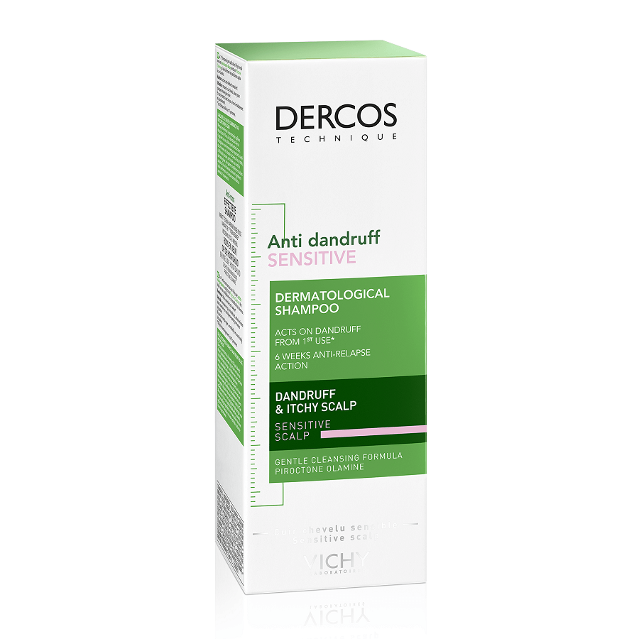Vichy Dercos Shampooing antipelliculaire pour cuir chevelu sensible, 200 ml