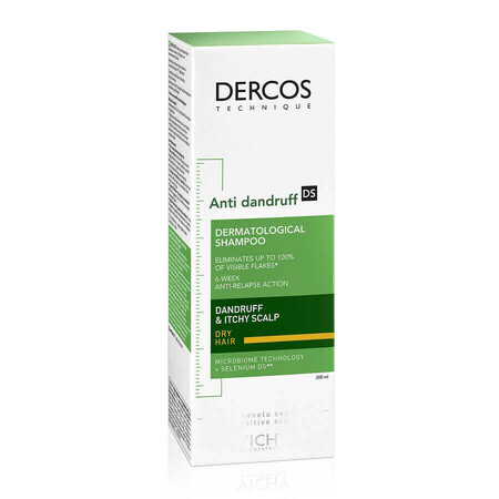 Vichy Dercos Shampooing anti-matière pour cheveux secs, 200 ml