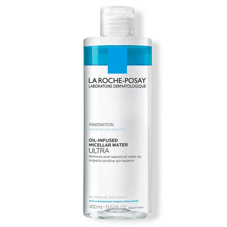 La Roche-Posay Agua micelar ultra bifásica para pieles y ojos sensibles, 400 ml