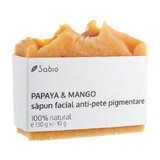 Savon naturel anti-pigmentation pour le visage à la papaye et à la mangue, 130 g, Sabio