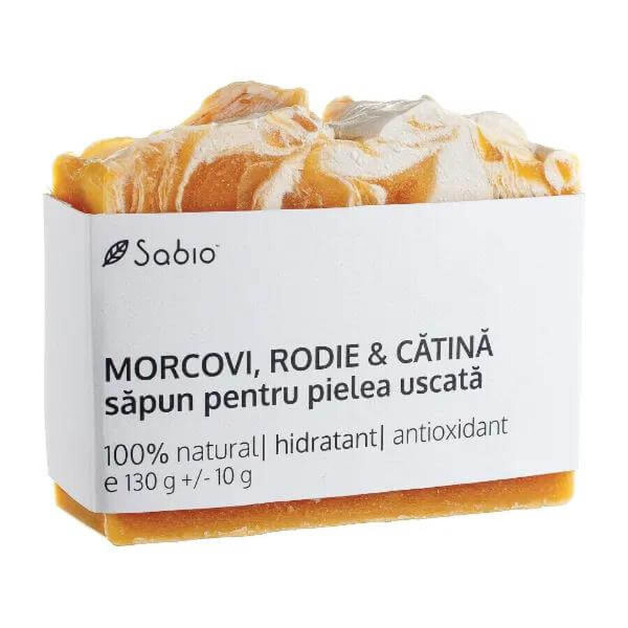 Naturseife für trockene Haut mit Karotten, Granatapfel und Rosskastanie, 130 g, Sabio