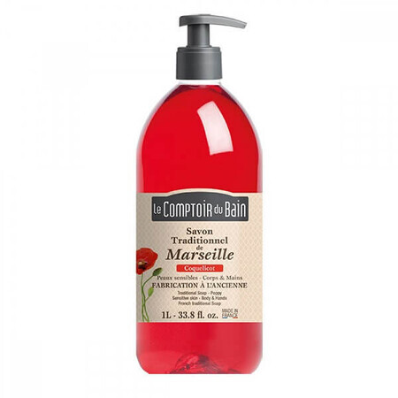 Traditionelle Marseiller Seife mit Mac-Duft, 1000 ml, Le Comptoir du Bain