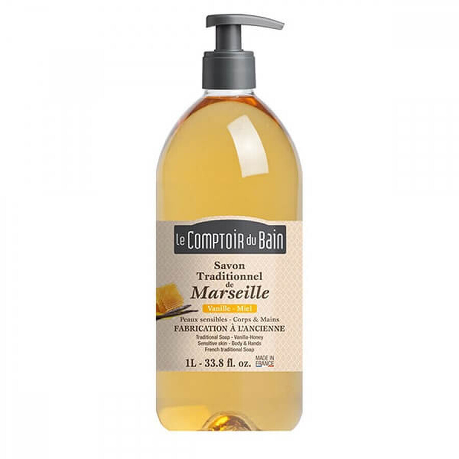 Sapone di Marsiglia tradizionale al profumo di Vaniglia-Miele, 1000 ml, Le Comptoir du Bain