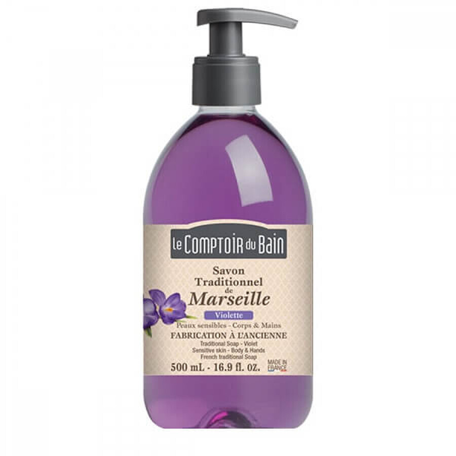 Sapone tradizionale di Marsiglia al profumo di violetta, 500 ml, Le Comptoir du Bain