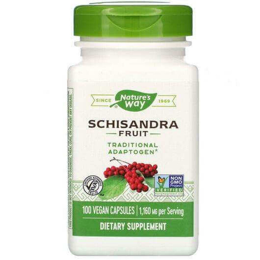 Schizandra Fruit Natures Way, 100 gélules, 580 mg, Secom