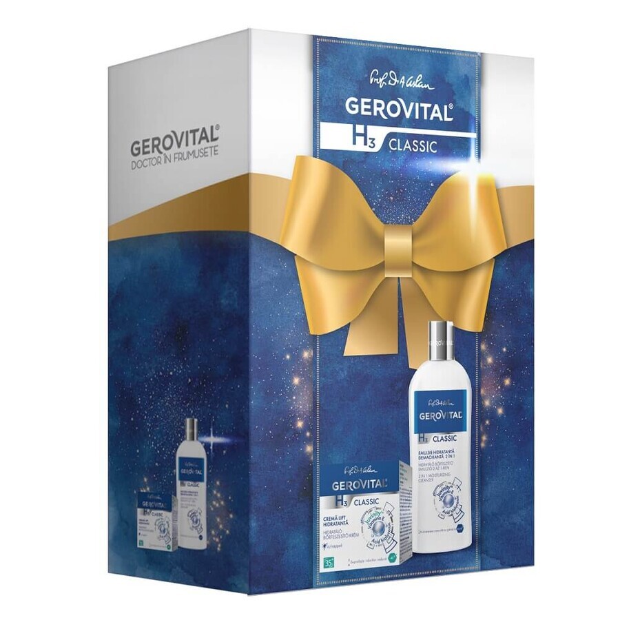 Set Gerovital GH3 Clasic Emulsie demachianta 2in1 200ml, Crema lift hidratanta 50ml, Farmec