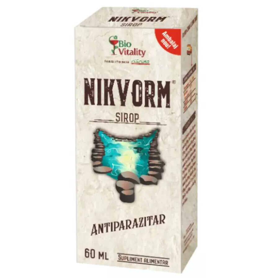 NIKVORM Sirop Anti-Parasites Intestinaux, 60 ml, Bio Vitality