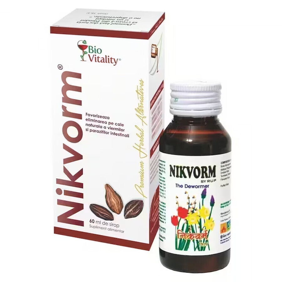 NIKVORM Sirop Anti-Parasites Intestinaux, 60 ml, Bio Vitality