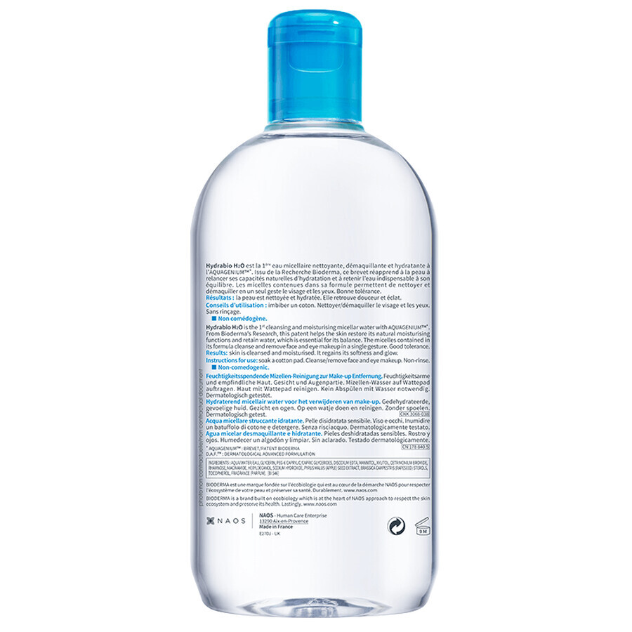 Bioderma Hydrabio - H2O Acqua Micellare Idratante, 500ml