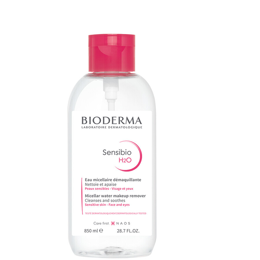 Soluție micelară Sensibio H2O cu pompă, 850 ml, Bioderma