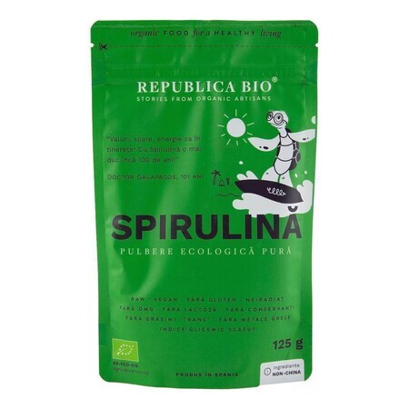 Spiruline, poudre pure biologique, 125 g, Republica Bio