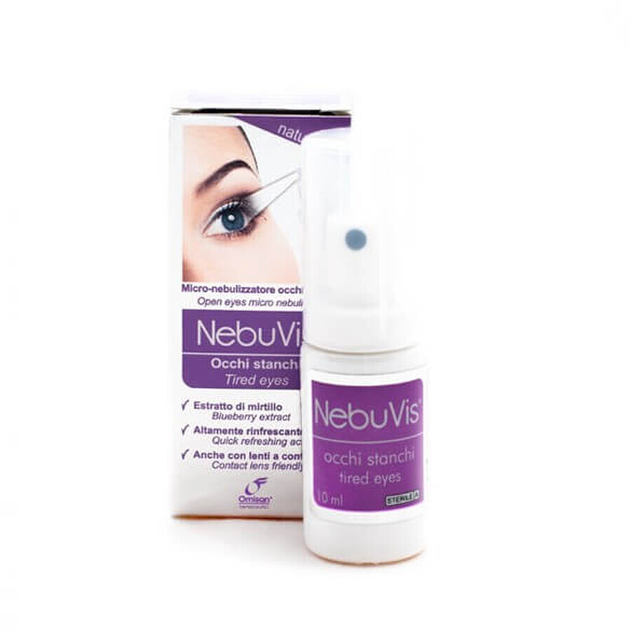 Spray micronébulisant pour les yeux fatigués à la canneberge Nebuvis, 10 ml, Omisan Farmaceutici