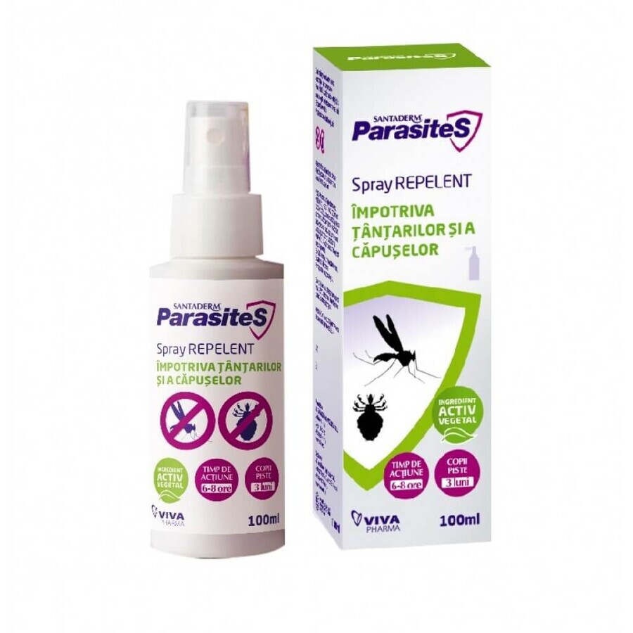 Spray anti-moustiques et anti-tiques, Parasites Santaderm, 100 ml, Viva Pharma