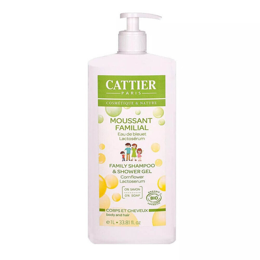 Mousse nettoyante bio pour le corps et les cheveux de toute la famille, 1L, Cattier