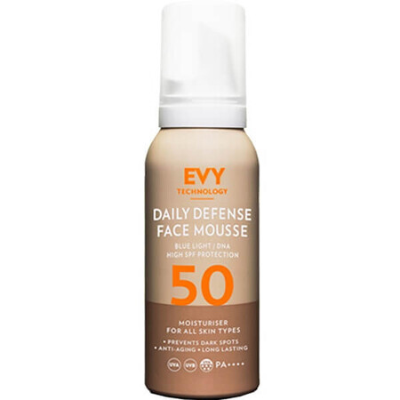 Daily Defence Unisex Face Foam SPF 50, 75 ml, Evy Technology