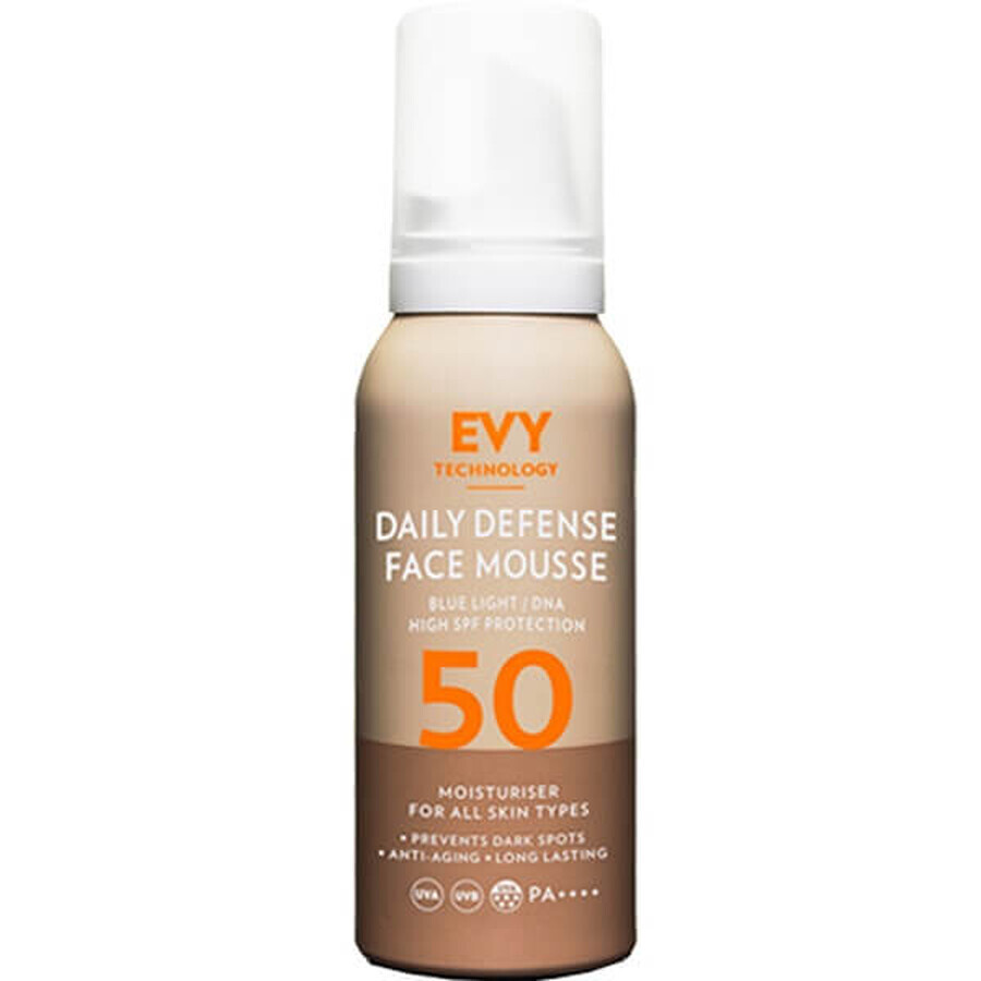 Daily Defence Unisex Face Foam SPF 50, 75 ml, Evy Technology