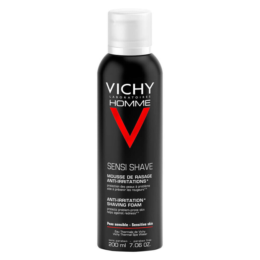 Vichy Homme Mousse de rasage anti-irritation pour peaux sensibles, 200 ml