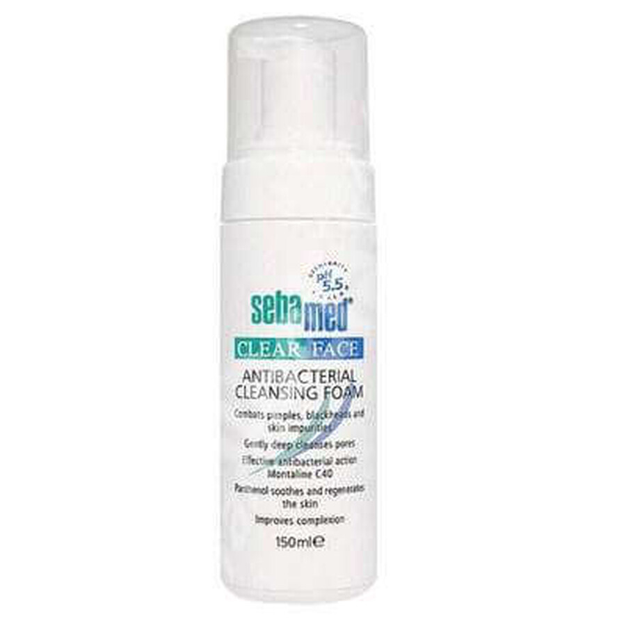 Schiuma detergente dermatologica antibatterica Clear Face, 150 ml, sebamed