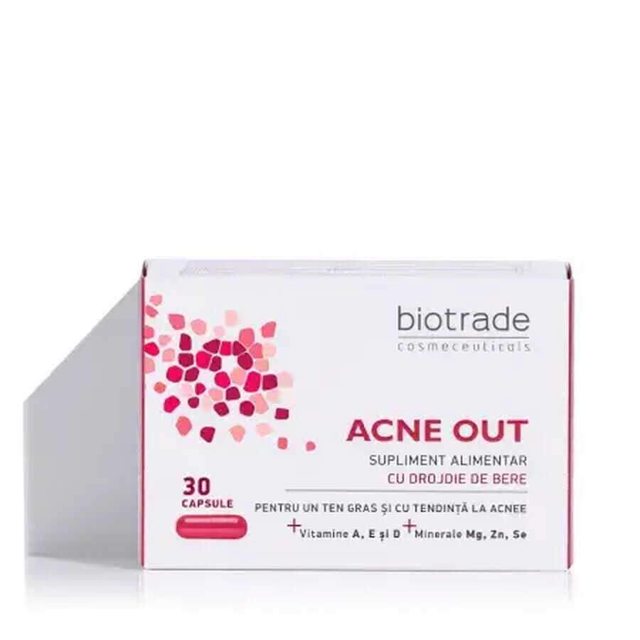 Biotrade Acne Out Complément alimentaire pour les peaux grasses à tendance acnéique, 30 gélules