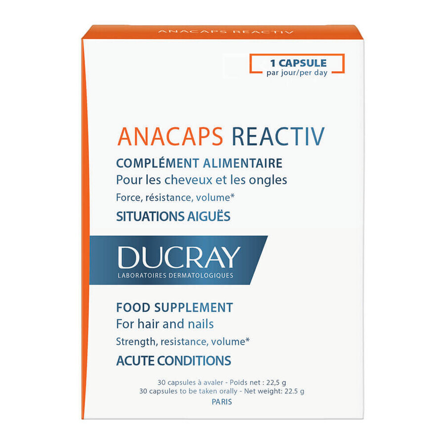 Haar- und Nagelzusatz Anacaps Reactiv, 30 Kapseln, Ducray