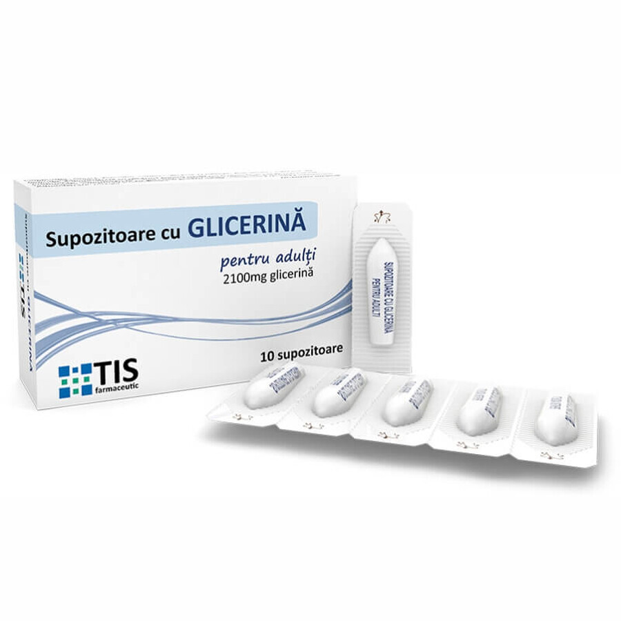 Suppositoires à la glycérine pour adultes, 10 pièces, Țis Farmaceutic
