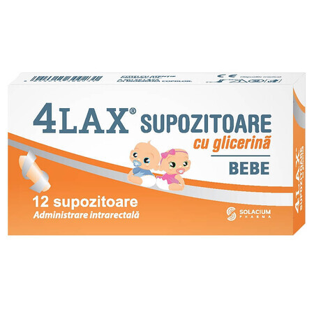 Glyzerin-Zäpfchen für Babys 4Lax, 12 Stück, Solacium Pharma