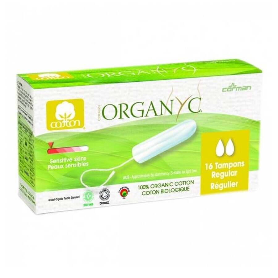 Tampons en coton bio Régulier, 16 pièces, Organyc