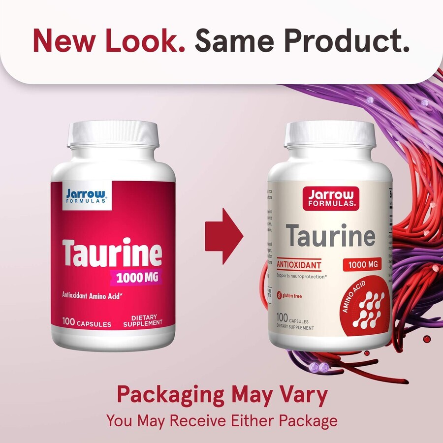 Taurine 1000 mg, Acide aminé antioxydant Jarrow Formulas, 100 gélules, Secom